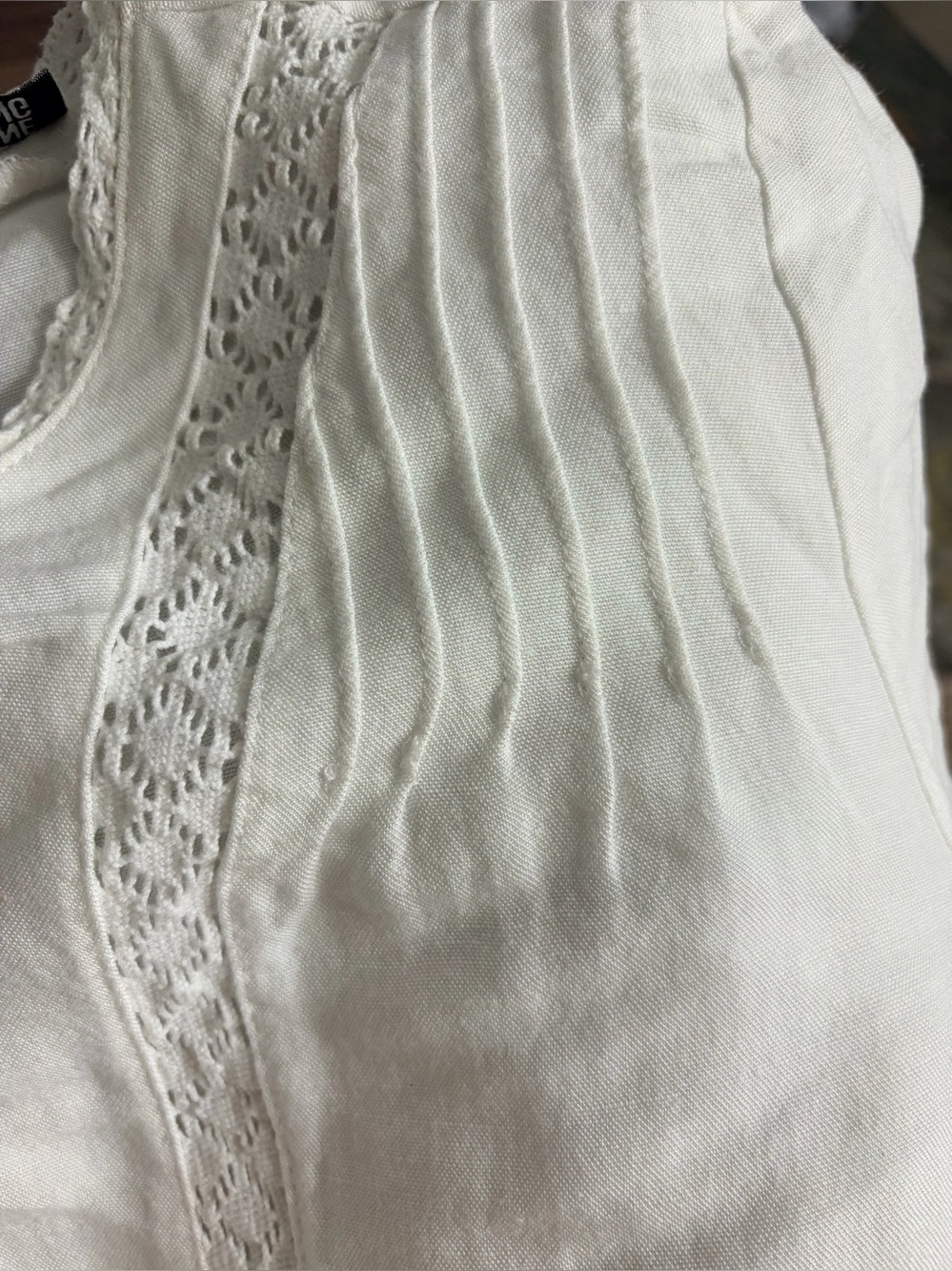 Anine Bing Cream Linen-Blend Lace Detail Mini Dress - Size S - Picture 13 of 14